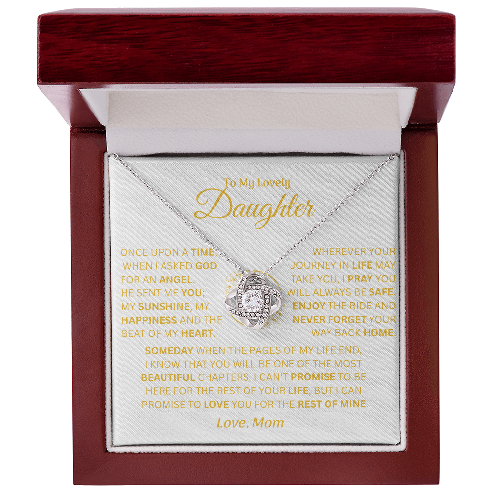 To My Lovely Daughter - Love Mom - Necklace Gift Set