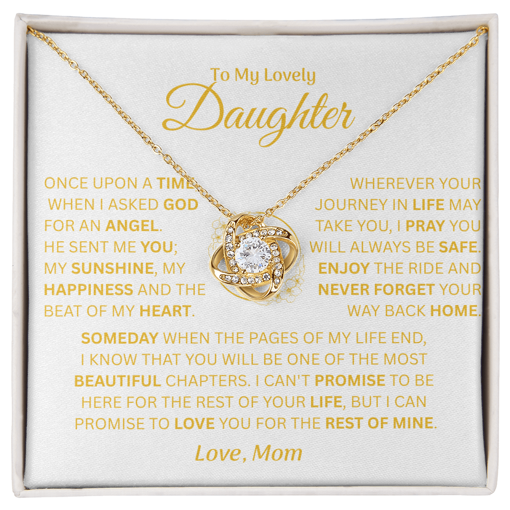 To My Lovely Daughter - Love Mom - Necklace Gift Set