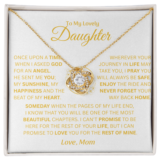 To My Lovely Daughter - Love Mom - Necklace Gift Set