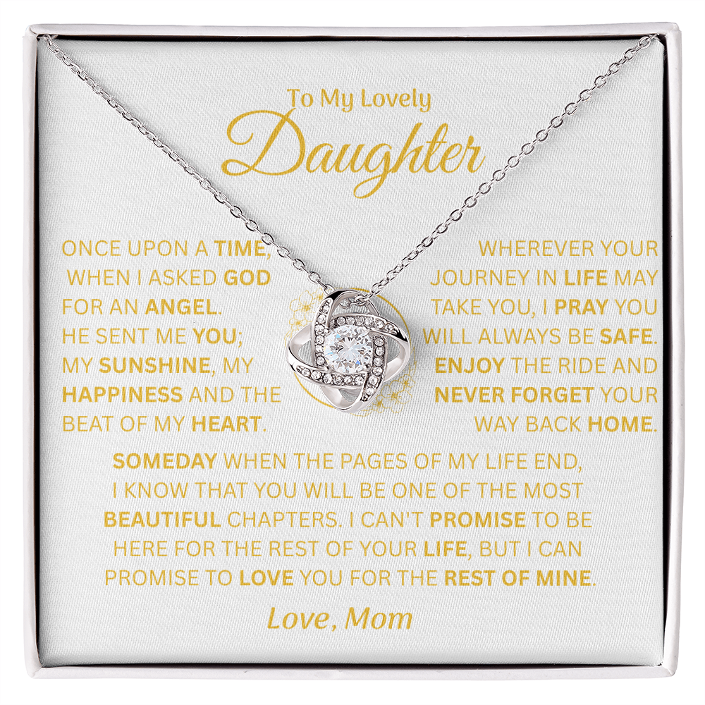 To My Lovely Daughter - Love Mom - Necklace Gift Set