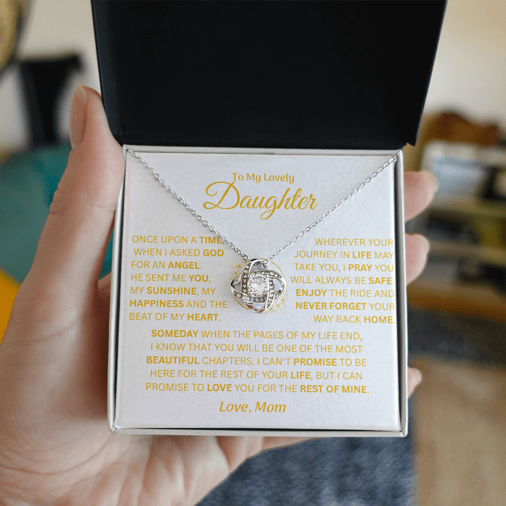 To My Lovely Daughter - Love Mom - Necklace Gift Set