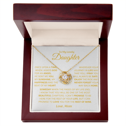 To My Lovely Daughter - Love Mom - Necklace Gift Set