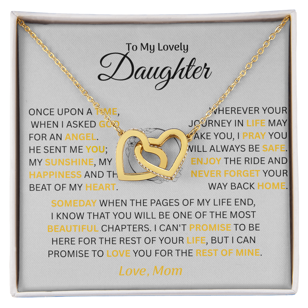 To My Lovely Daughter - Love Mom - Necklace Gift Set