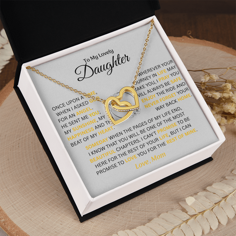 To My Lovely Daughter - Love Mom - Necklace Gift Set