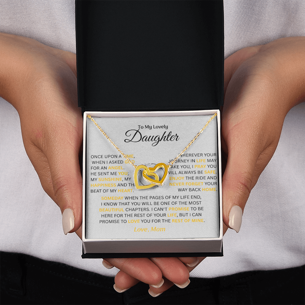 To My Lovely Daughter - Love Mom - Necklace Gift Set