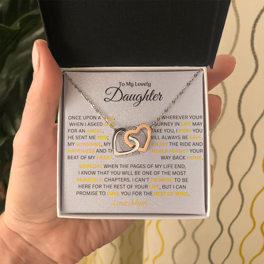 To My Lovely Daughter - Love Mom - Necklace Gift Set