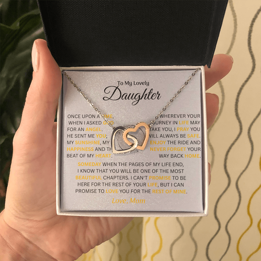 To My Lovely Daughter - Love Mom - Necklace Gift Set