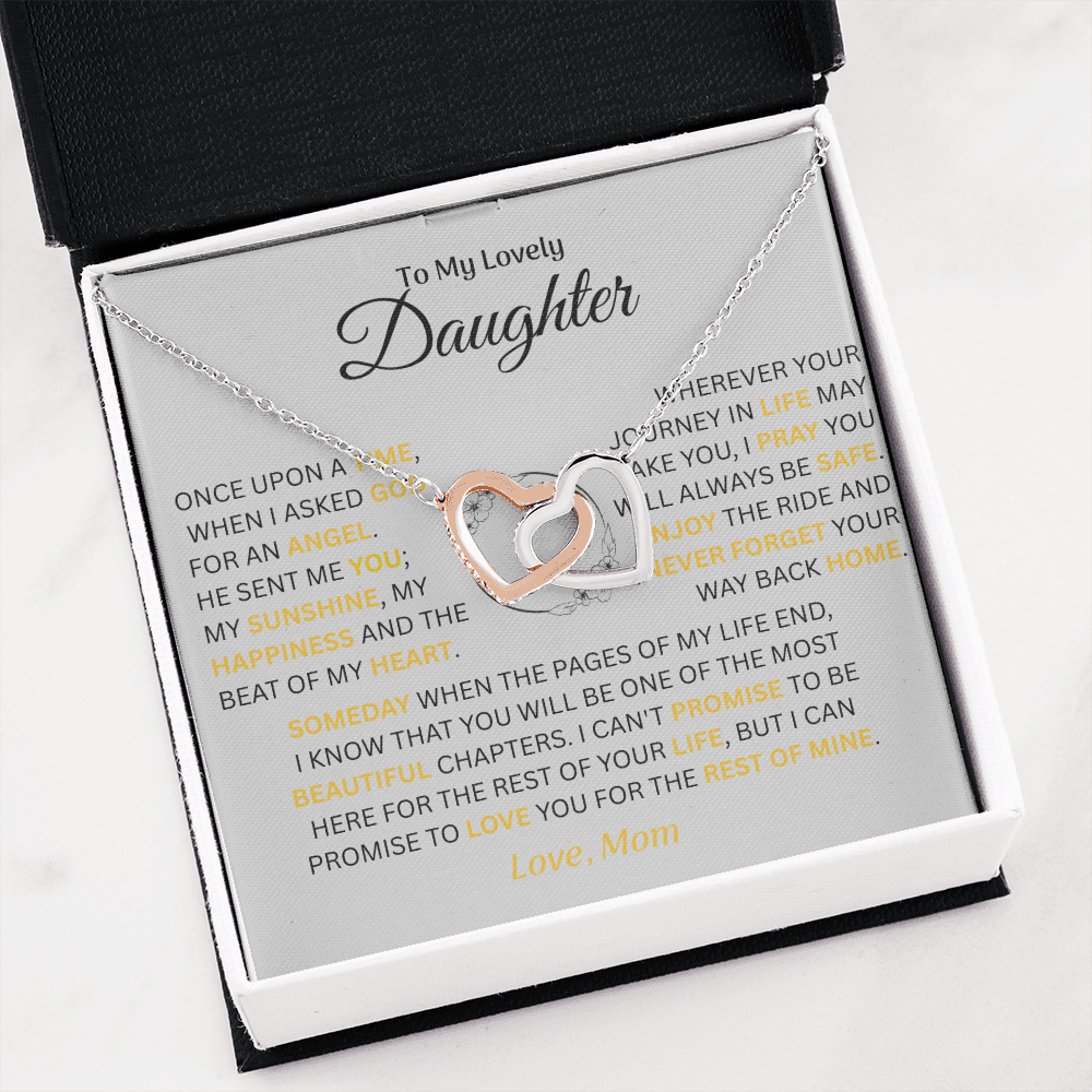 To My Lovely Daughter - Love Mom - Necklace Gift Set