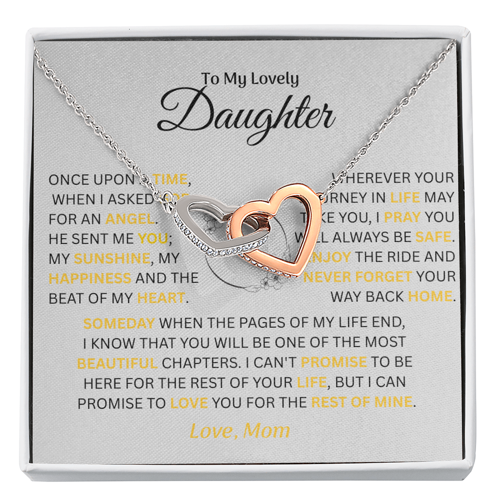 To My Lovely Daughter - Love Mom - Necklace Gift Set