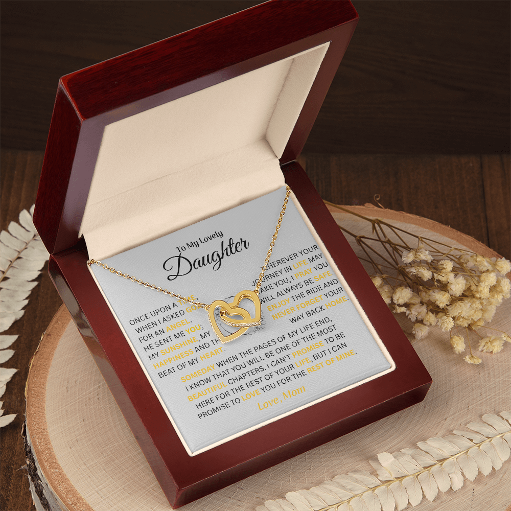 To My Lovely Daughter - Love Mom - Necklace Gift Set