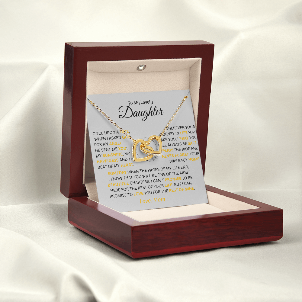 To My Lovely Daughter - Love Mom - Necklace Gift Set