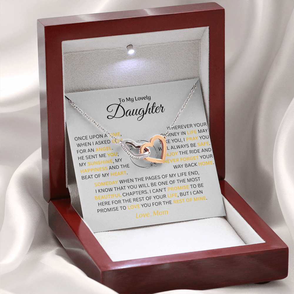 To My Lovely Daughter - Love Mom - Necklace Gift Set
