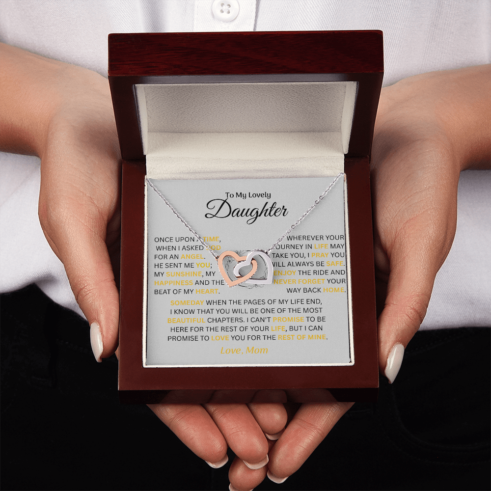 To My Lovely Daughter - Love Mom - Necklace Gift Set