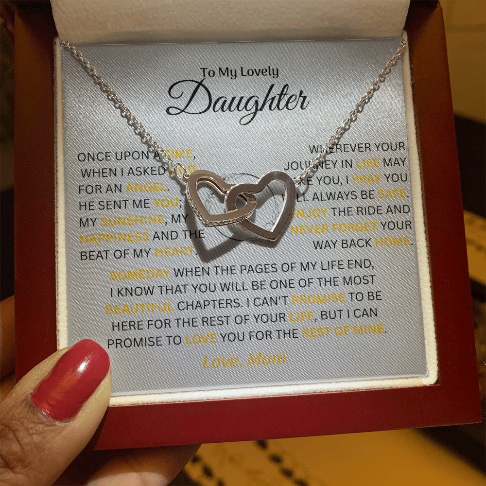 To My Lovely Daughter - Love Mom - Necklace Gift Set