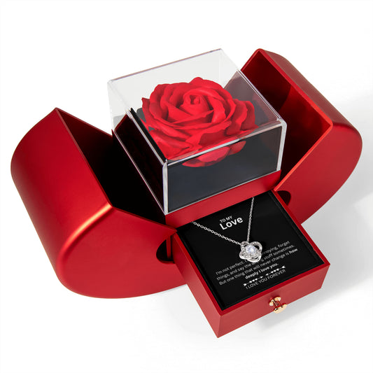 To My Love Necklace with Eternity Flower Red Rose Gift Box Set for Mother's Day,  anniversary gift, wife and girlfriend birthday gifts.