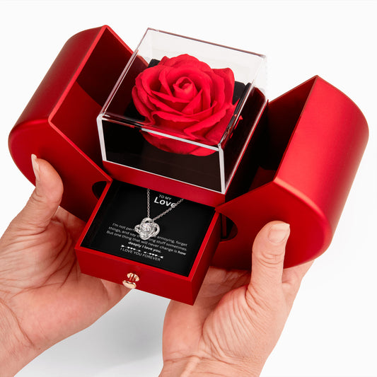 To My Love Necklace with Eternity Flower Red Rose Gift Box Set for Mother's Day,  anniversary gift, wife and girlfriend birthday gifts.